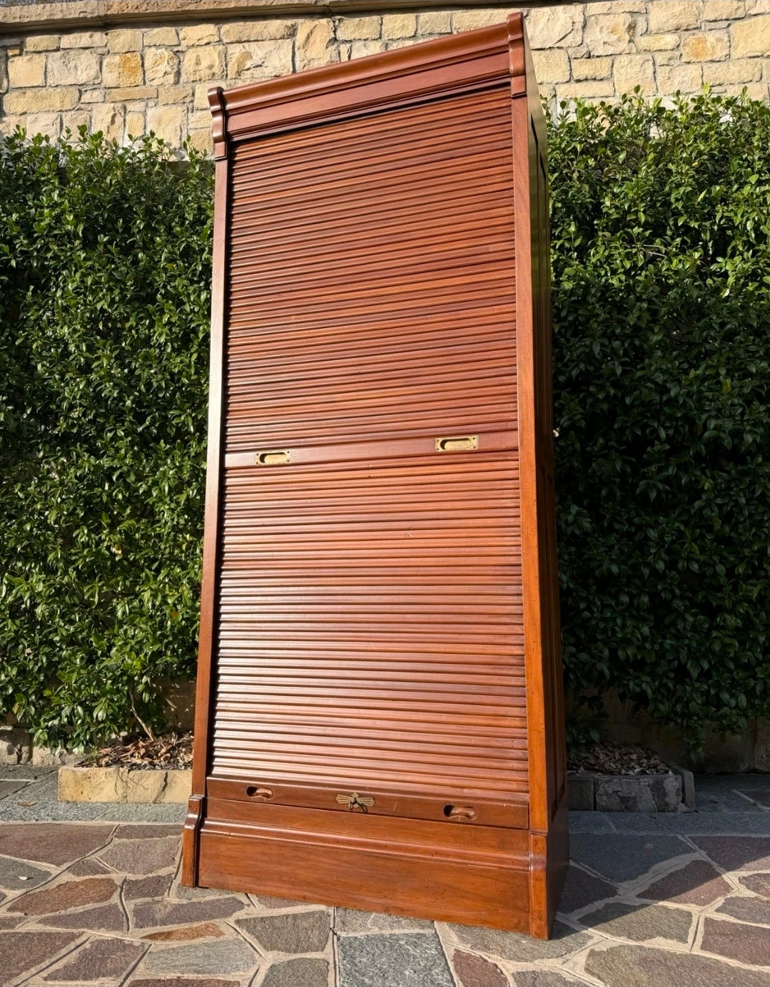Cherry Wood Italian Tambour Archivio (c. 1920–1930) Filing Cabinet, Haberdashery