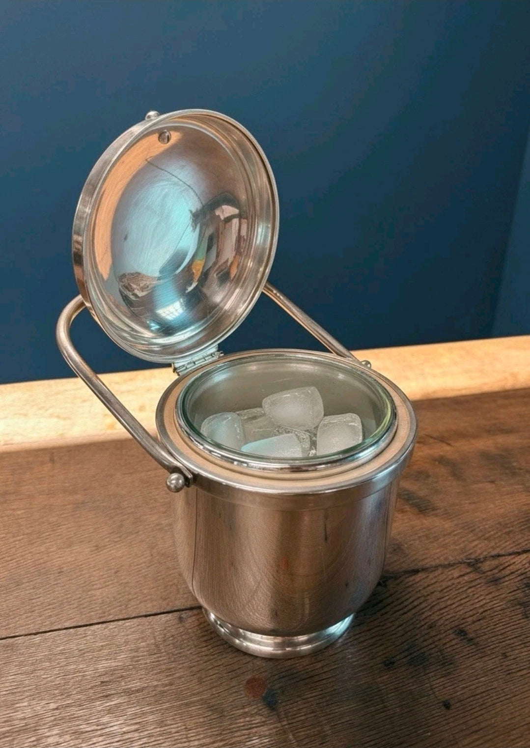 Vintage 1960s Chrome Ice Bucket. Italian, Wine cooler, Portable. MCM, Original