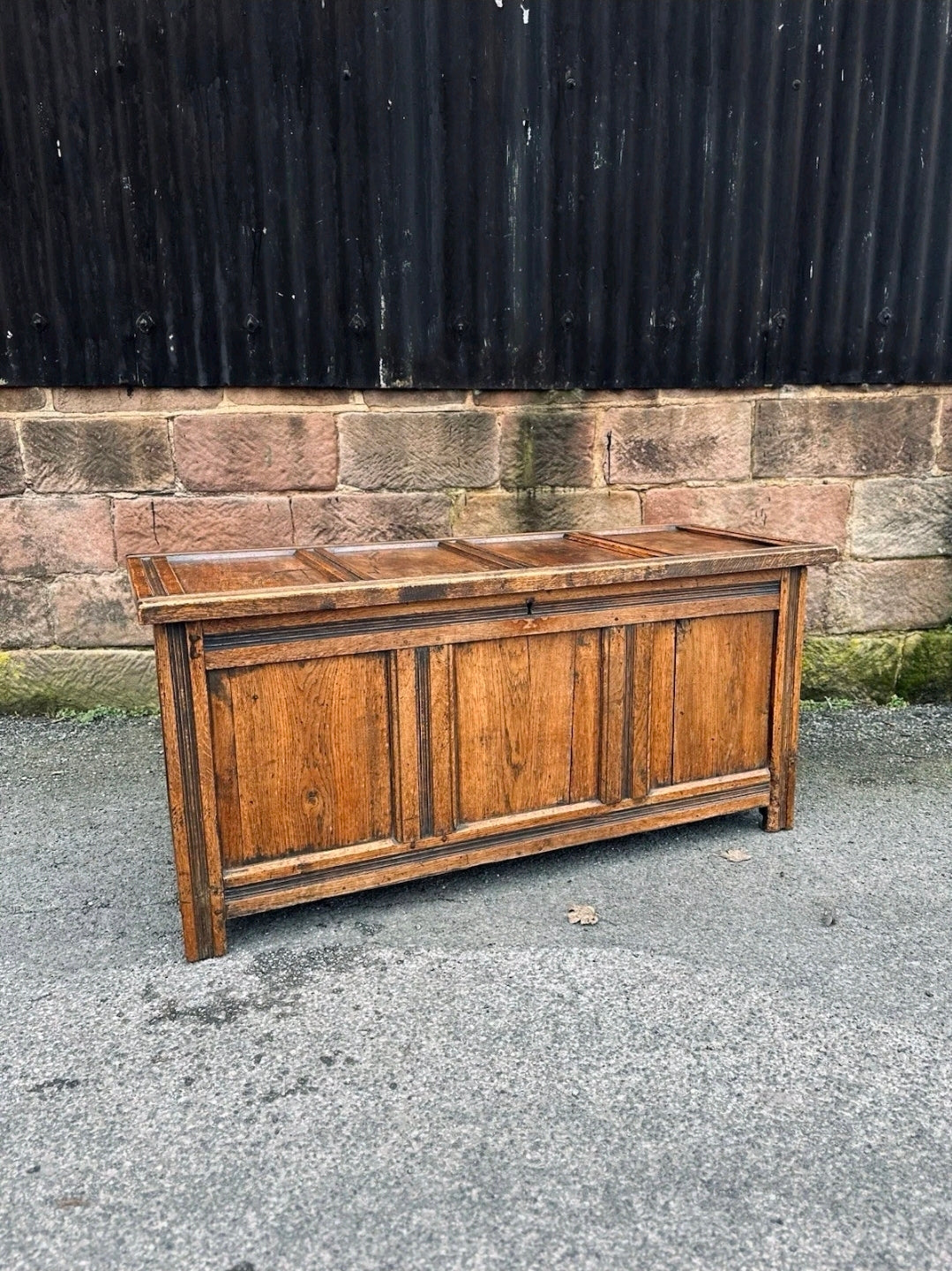 18th Century Solid Oak Blanket Box, Coffee, Chest, Storage. Rustic