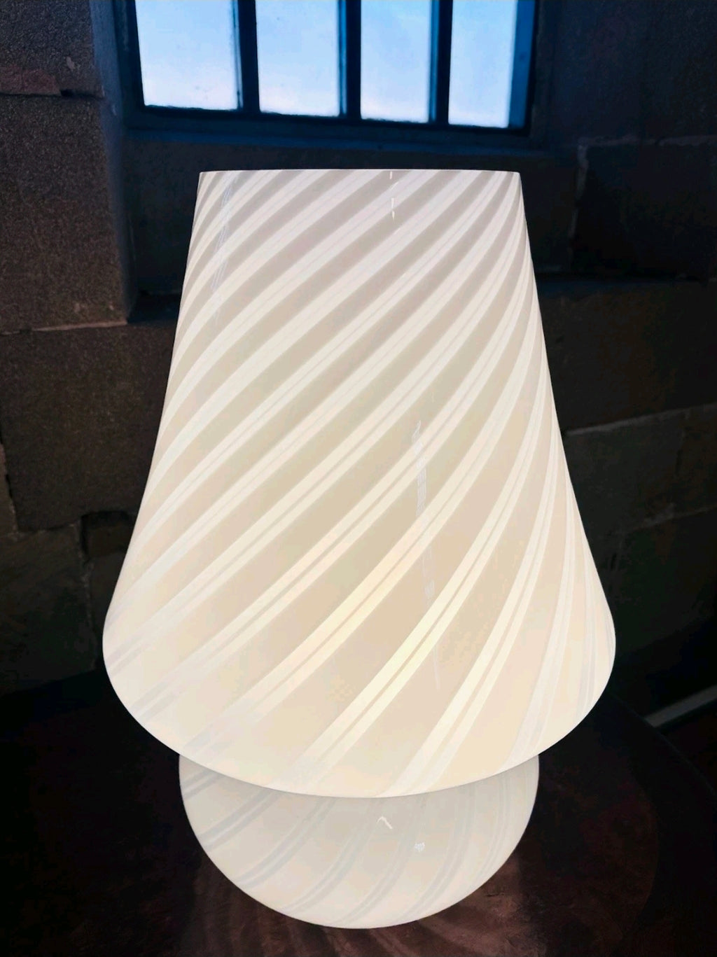 1970s Murano Glass Table Lamp Vintage Swirl Mushroom Space Age Retro Italian