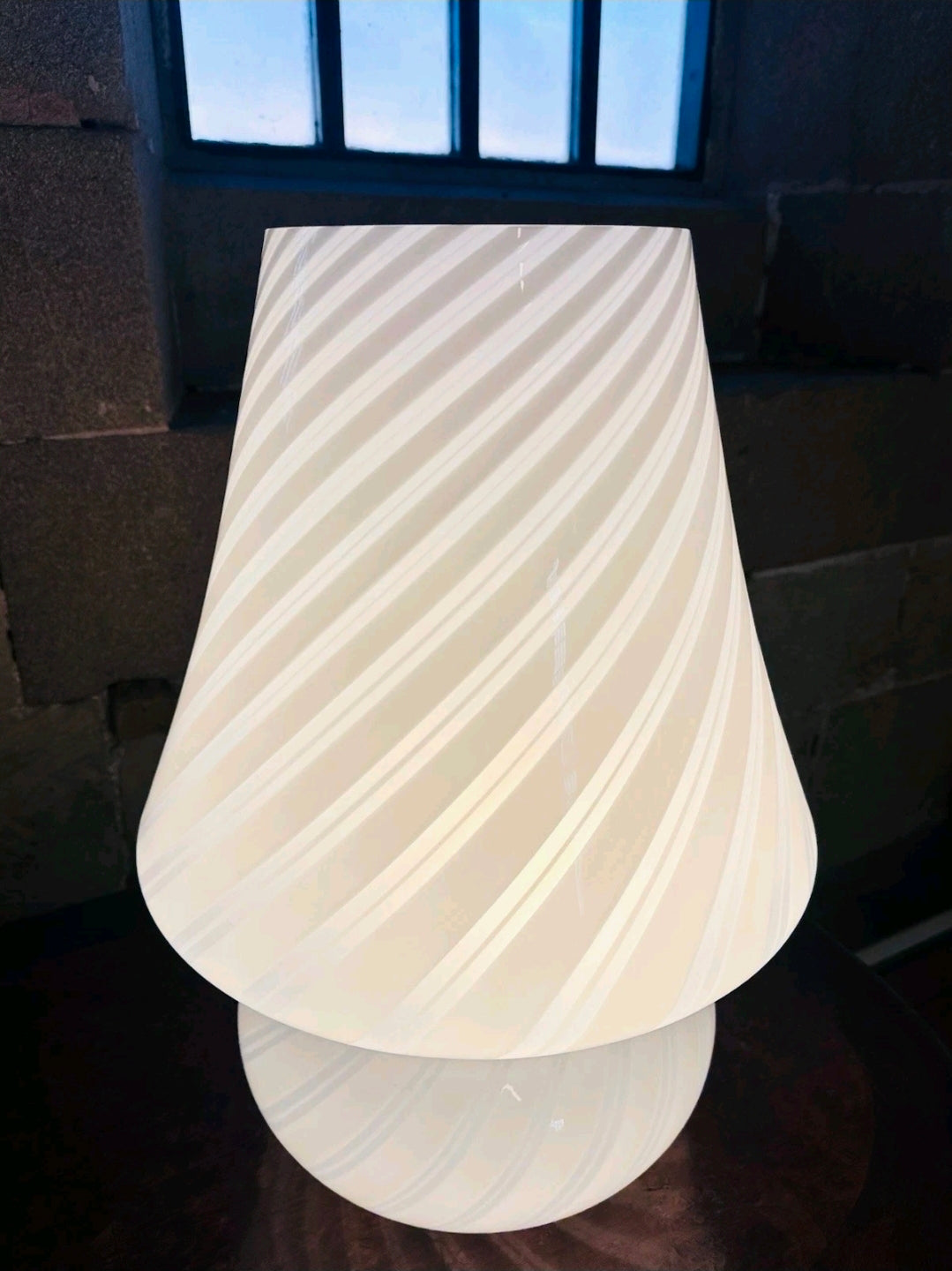 1970s Murano Glass Table Lamp Vintage Swirl Mushroom Space Age Retro Italian