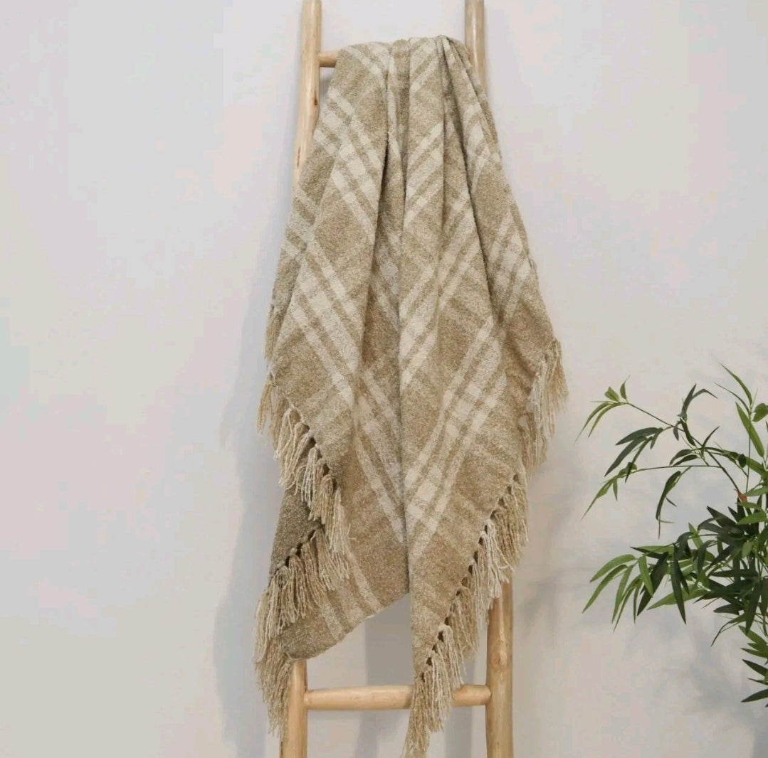 Luxury Chenille Tartan Throw Checked Picnic Blanket, 100% Recycled