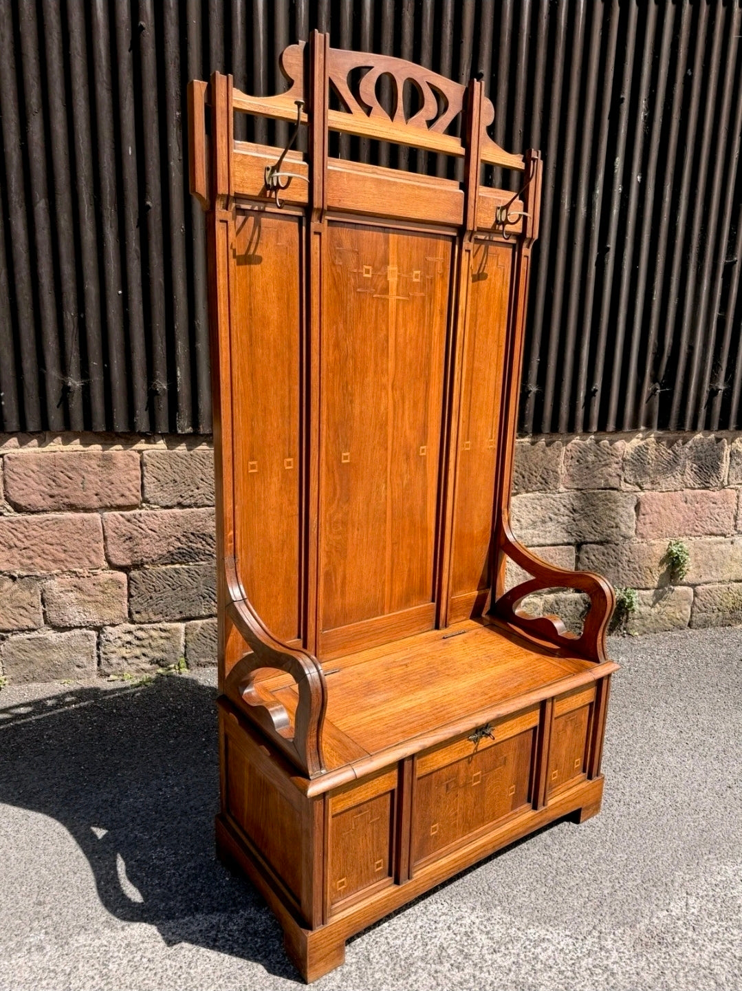 1920s Italian ‘Stile Liberty’ / Art Nouveau Hall Stand, Settle,Hall Seat,Walnut