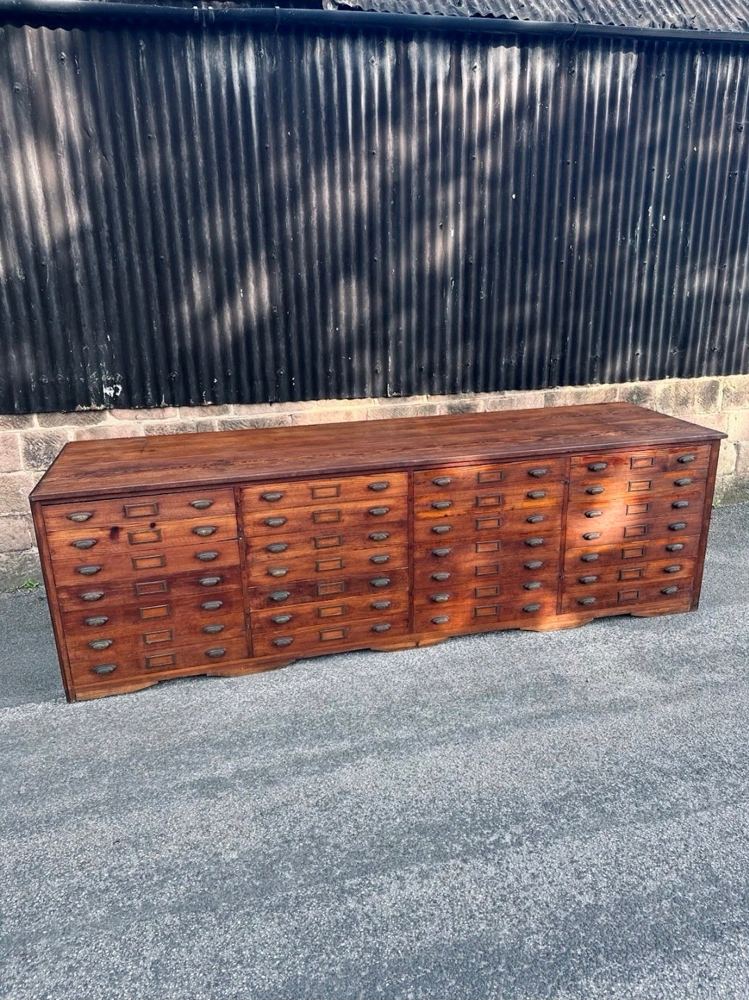 1920s Fiat Factory Bank Of Workshop Drawers. Kitchen Island, Garage,Shop Counter