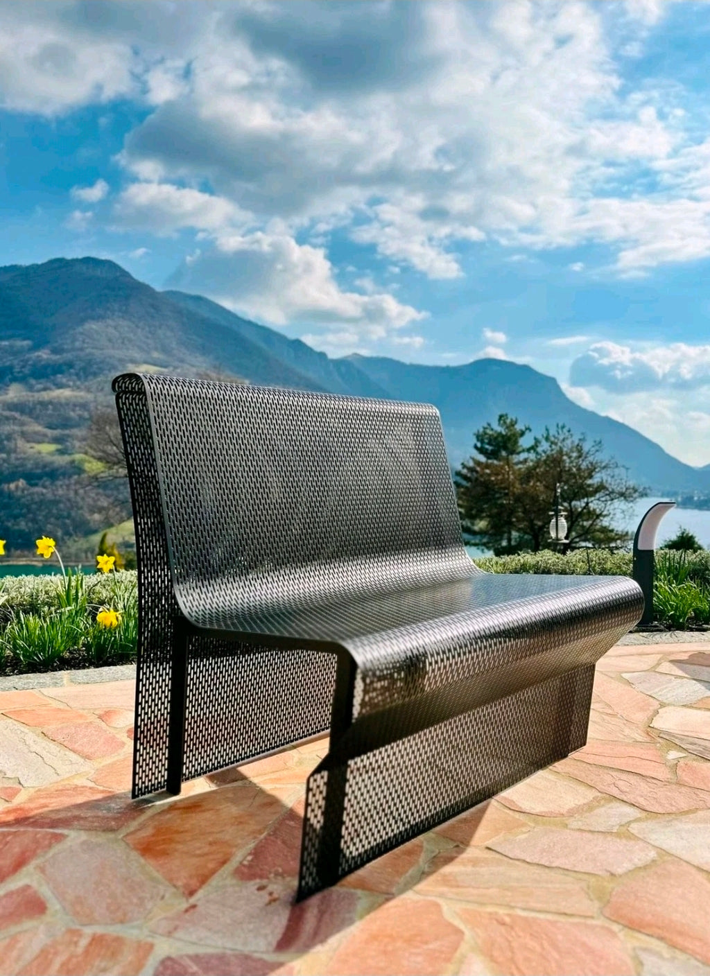 Punched Steel Plate, Outdoor Furniture Set by NEOLT, 1980s Patio, Garden Seating