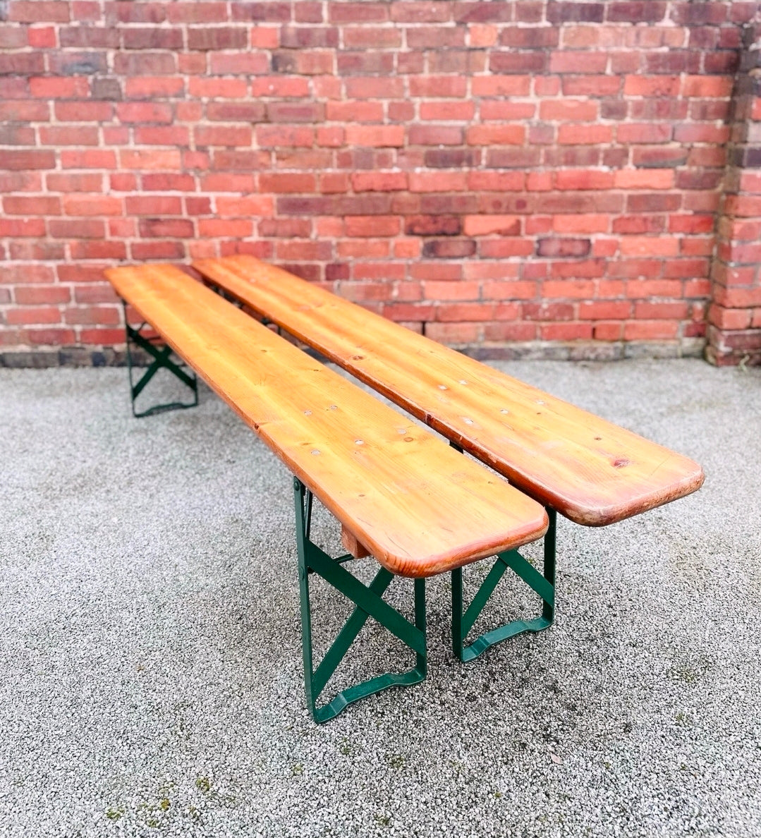 Vintage Italian Hardwood Beer Festival Benches, Dining, Pub, Bar, Garden Bench