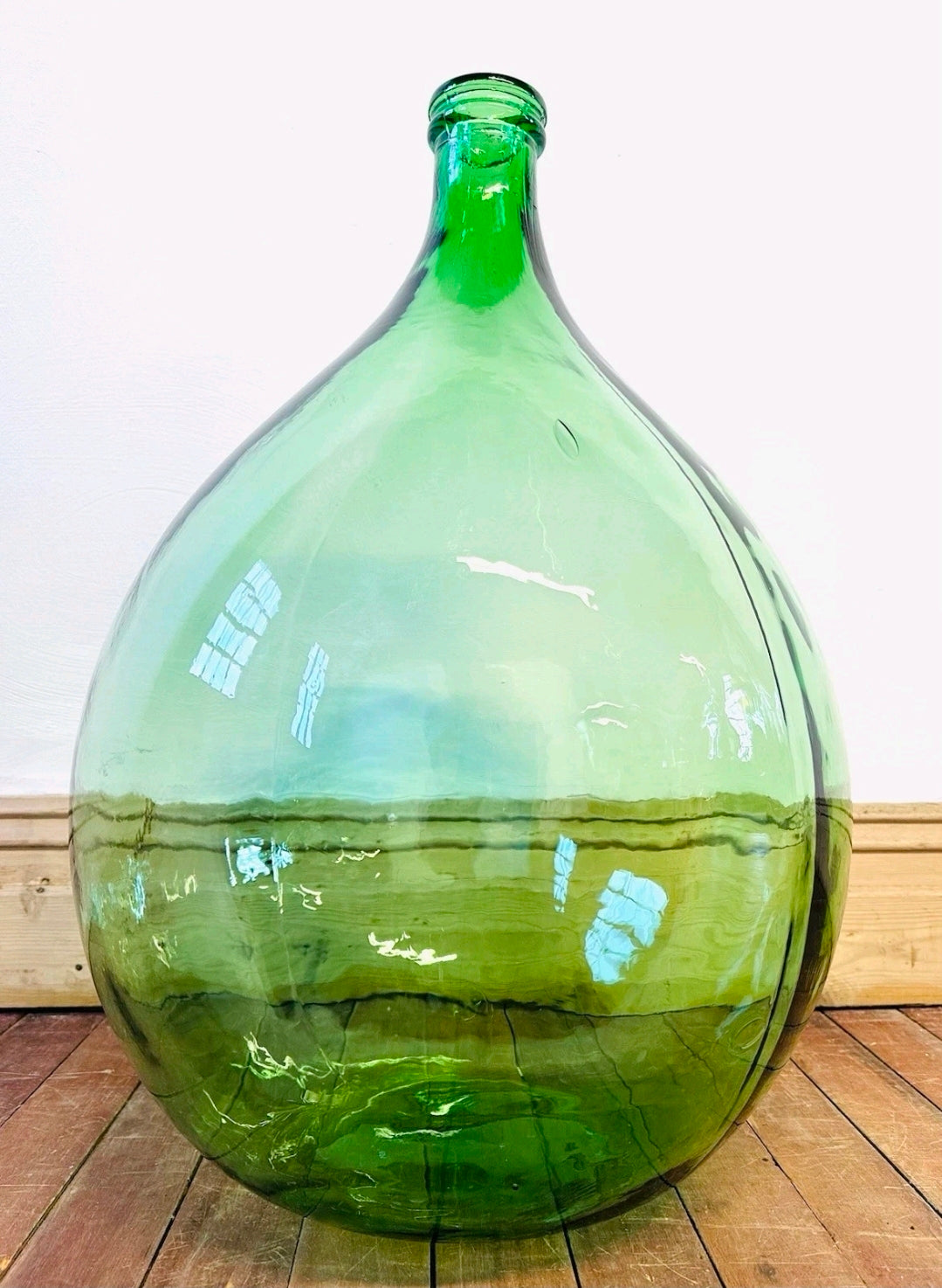 Large Vintage Italian Green Demijohn 54ltr. Home Decor, Flowers, Display