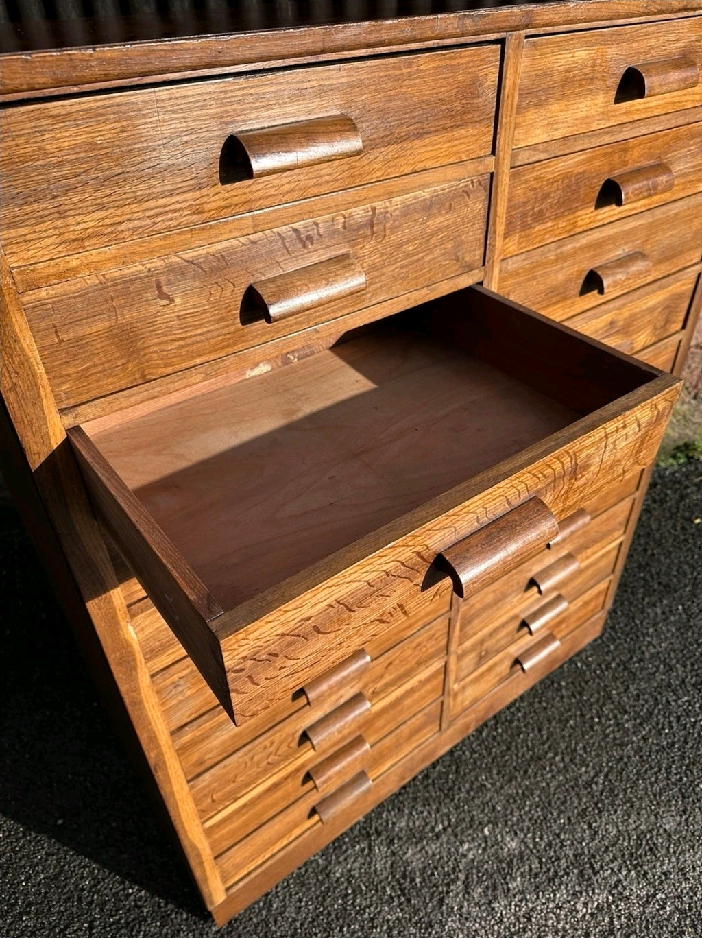 1940s Bank Of 20 Oak Index Drawers. Apothecary, Filing,Storage,Chest Of Drawers