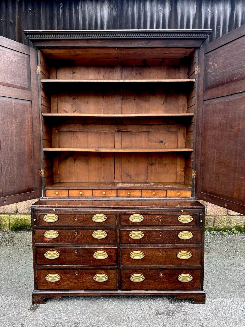 Antique George III Estate Office Cabinet. Oak, c1810, Country House, Storage