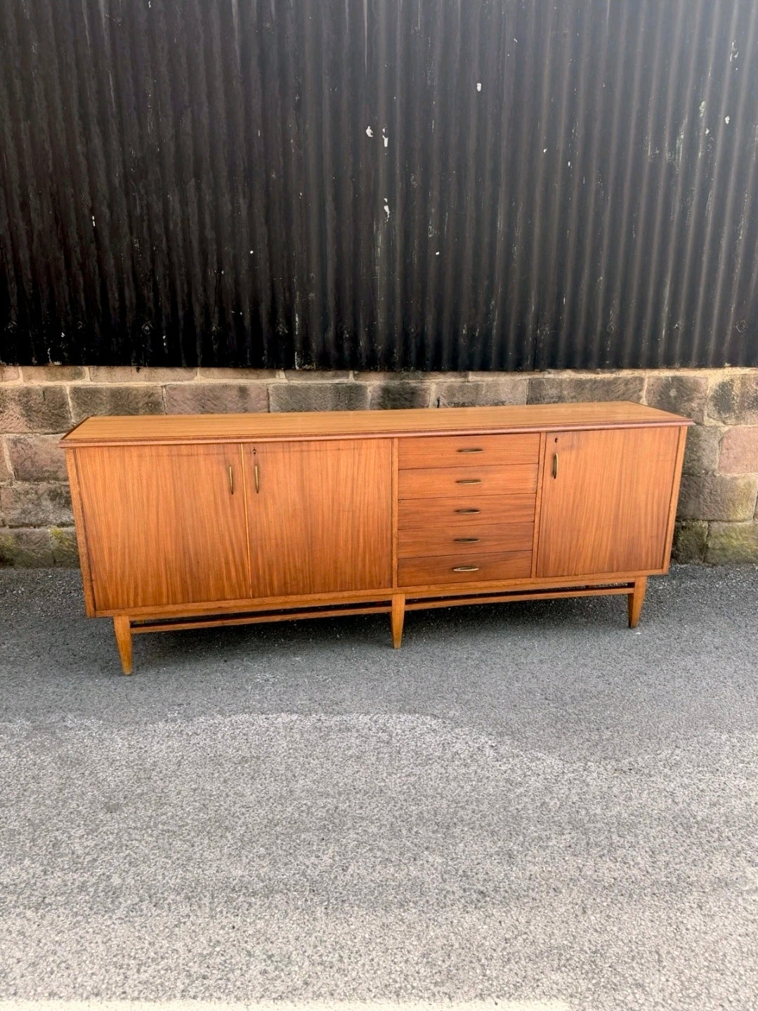 Large Mid Century Italian Rosewood Sideboard MCM, 7.5ft, Living Room, Storage