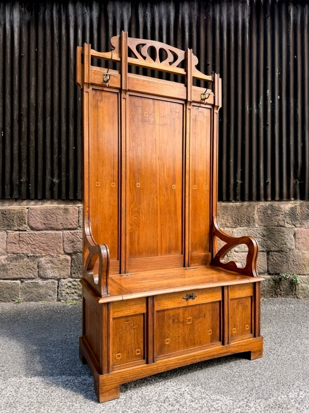 1920s Italian ‘Stile Liberty’ / Art Nouveau Hall Stand, Settle,Hall Seat,Walnut