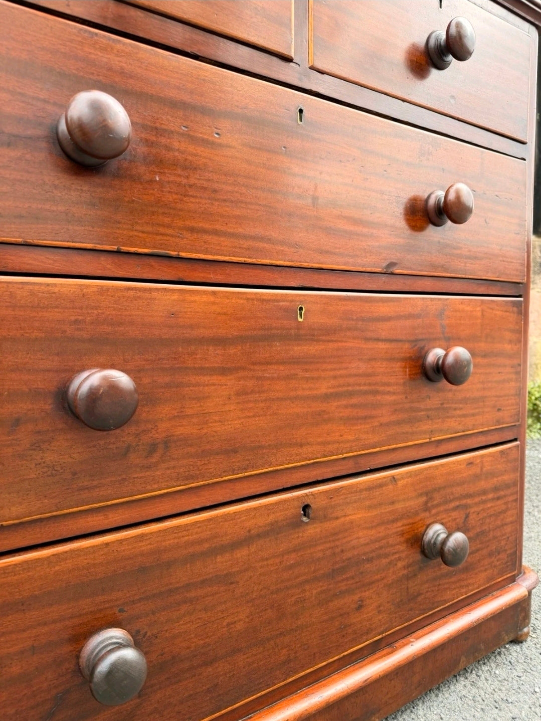 Antique Mahogany Chest Of Drawers, Victorian Original, 5 Drawers, Bedroom
