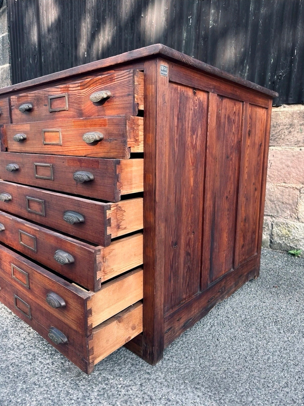 1920s Fiat Factory Bank Of Workshop Drawers. Kitchen Island, Garage,Shop Counter