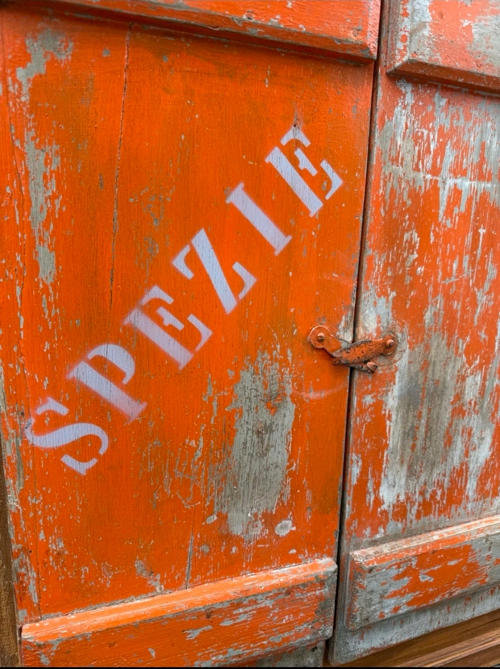 Vintage Rustic Italian Wall Cabinet, Spice Cabinet Cottage Country, Industrial 'SPEZIE' (spices)