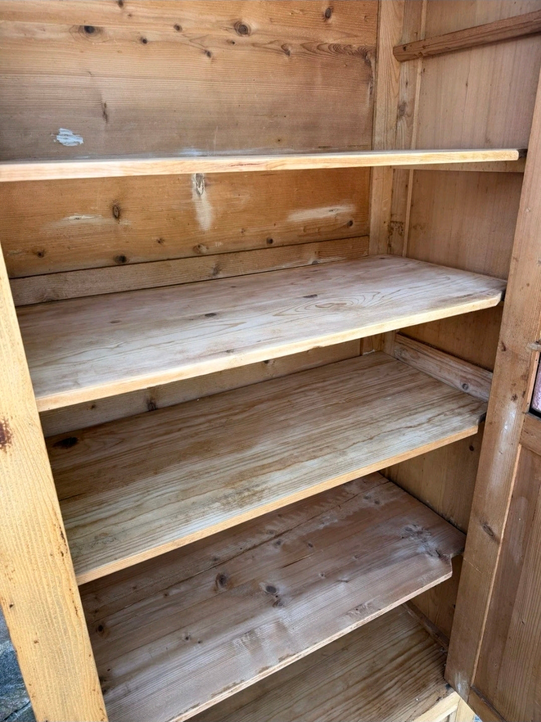 Antique Pine Large Pantry Larder Kitchen Housekeepers Cupboard, Glazed, Italian