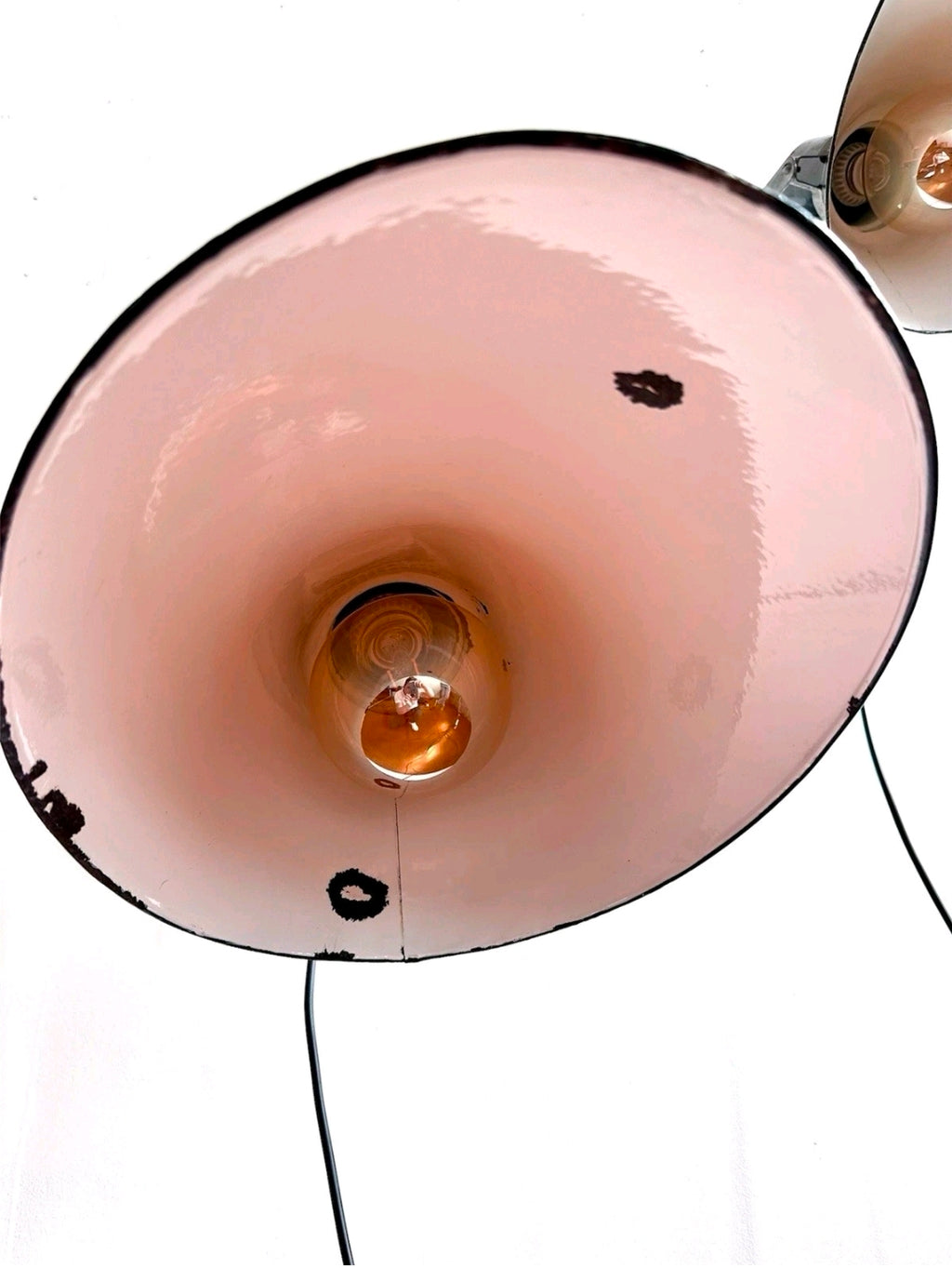 Large Rare Original 1940s Industrial Black Enamel Sign Lights, Picture Light