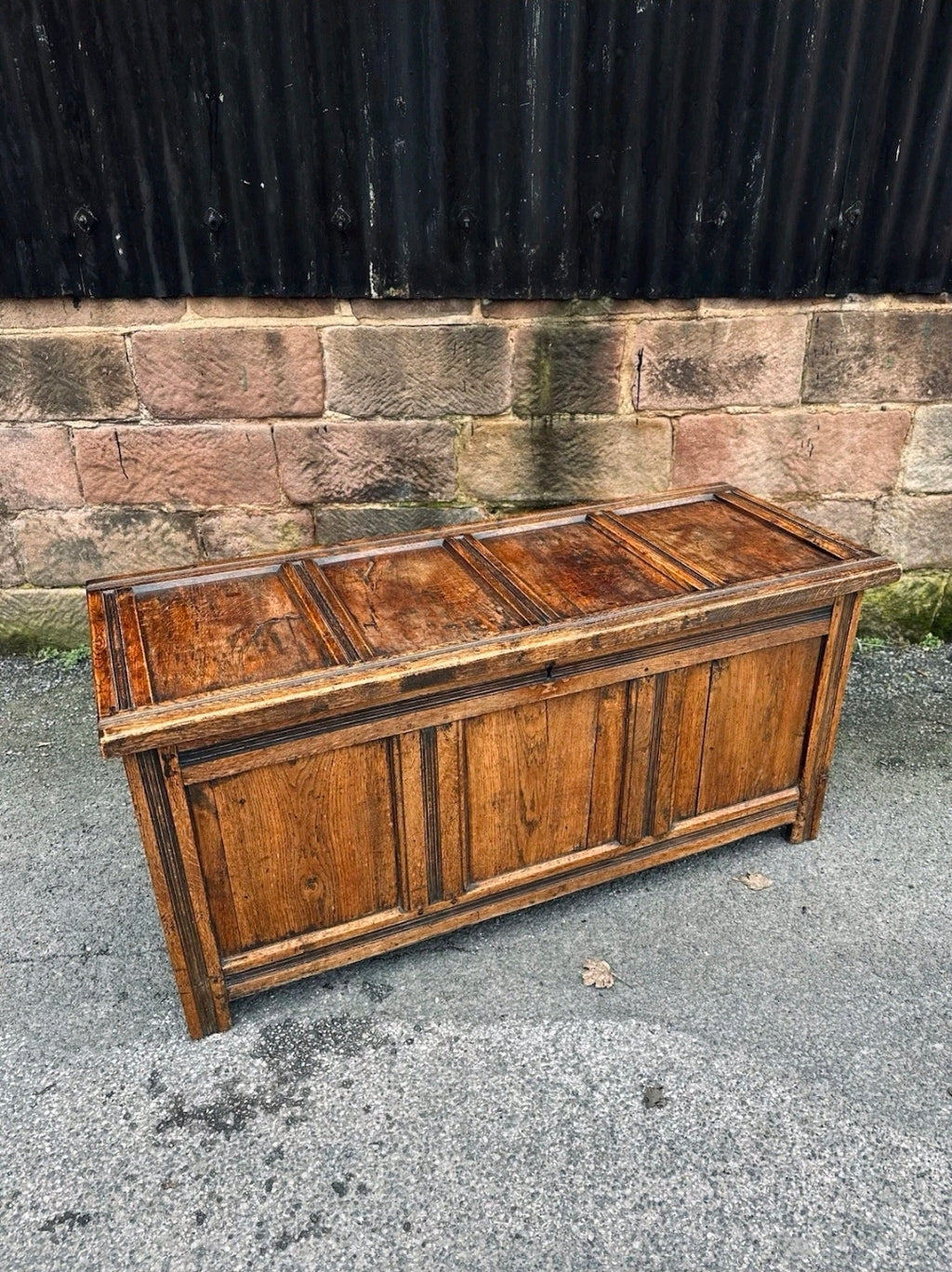 18th Century Solid Oak Blanket Box, Coffee, Chest, Storage. Rustic