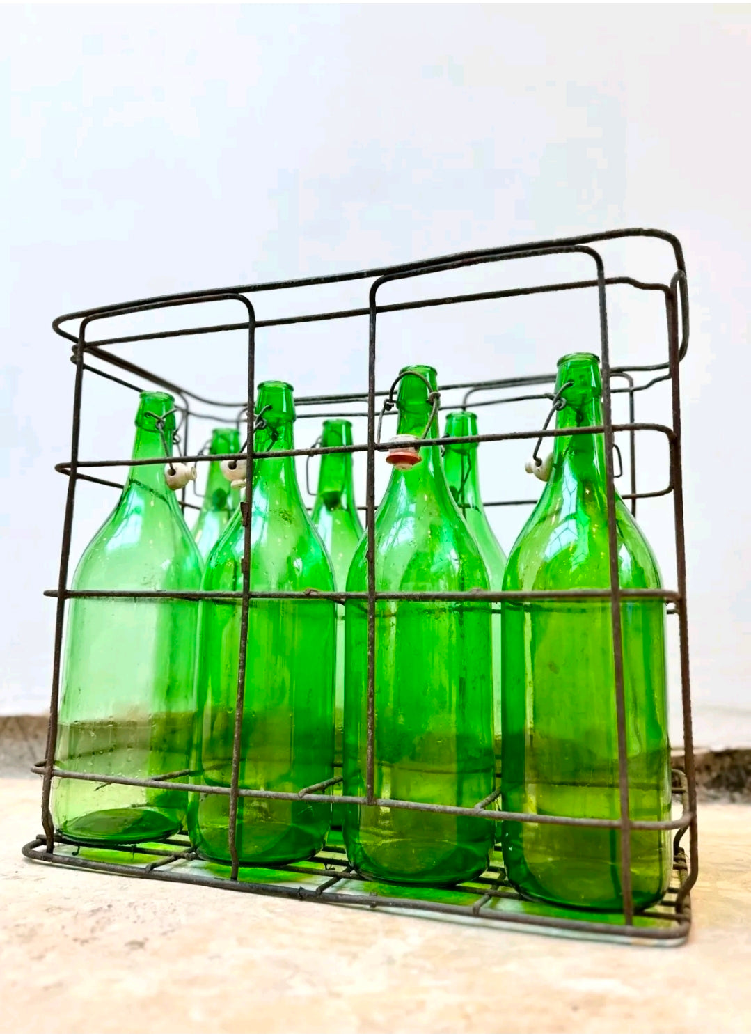 Vintage Italian Wine Bottle Crates. Decorative, Bar, Retail, Prop, Galvanised