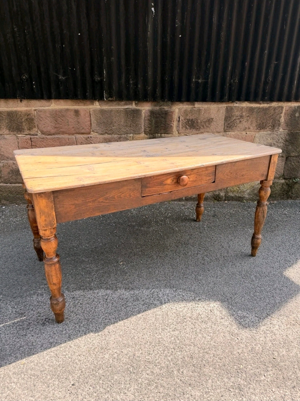 Antique Pine Farmhouse Dining Table c1890. Italian, Country, Cottage, Rustic.