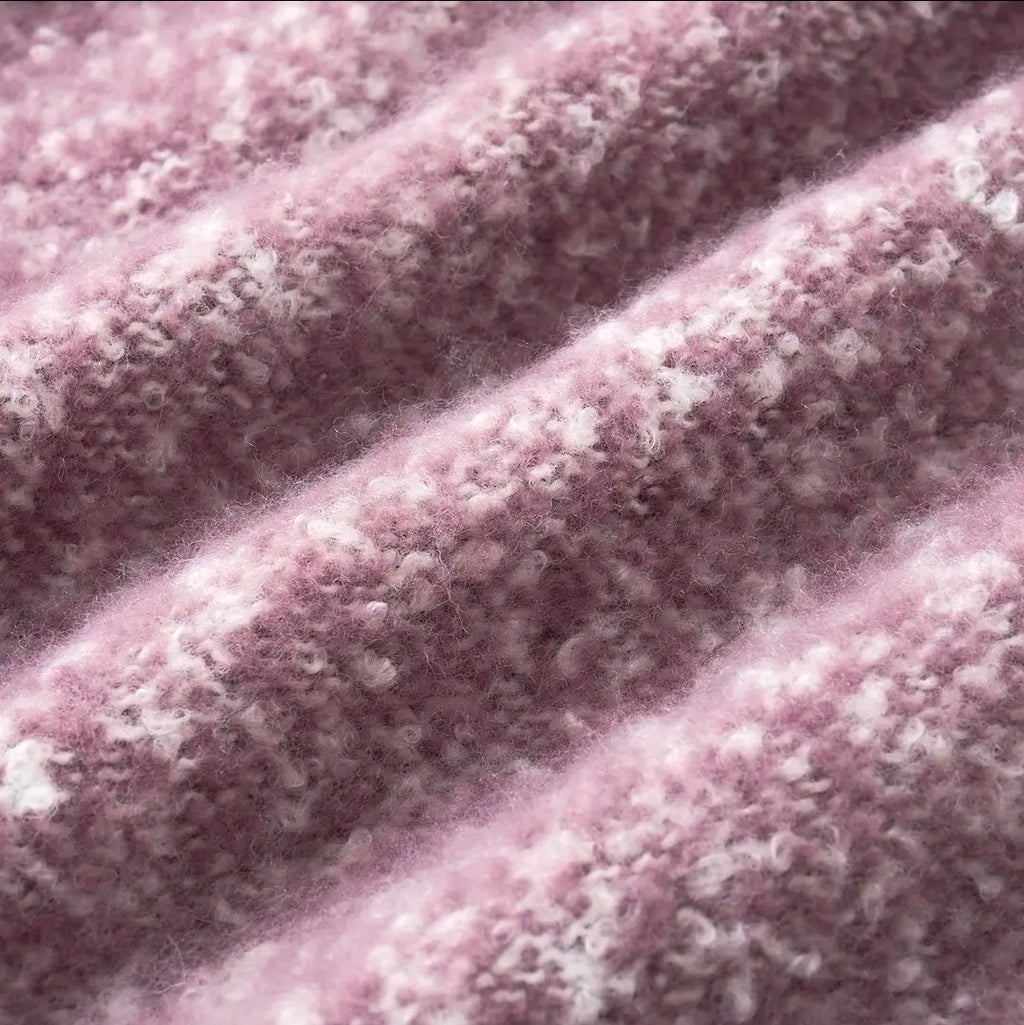 Aisling Faux Mohair Throw - Soft, Stylish Fringed Blanket in (Thistle)