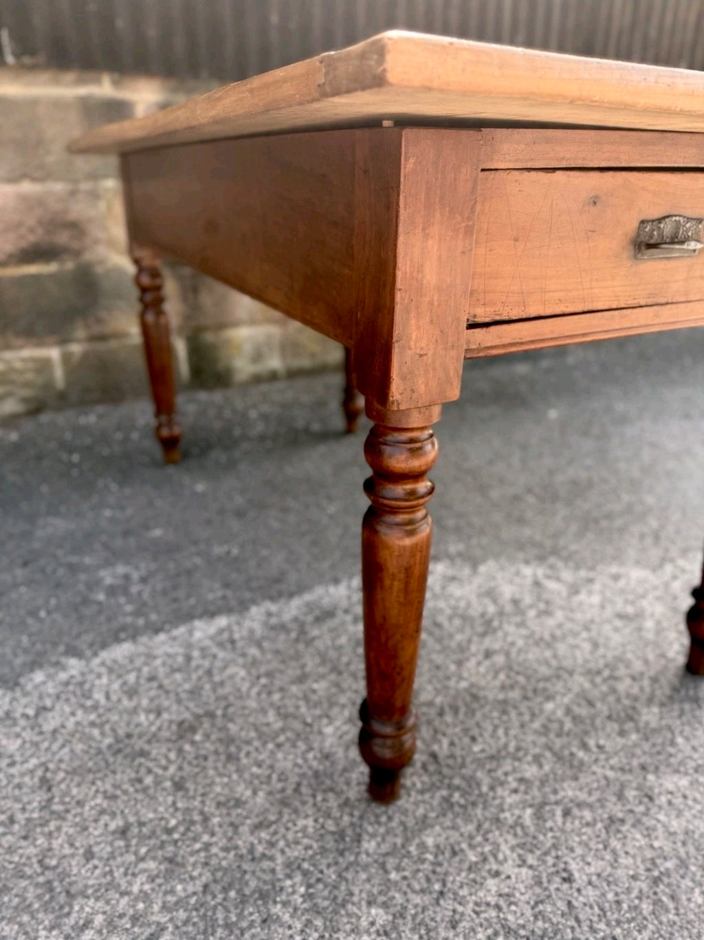 Solid Walnut Italian Farmhouse Kitchen Table C1870, Dough Table, Country, Prep