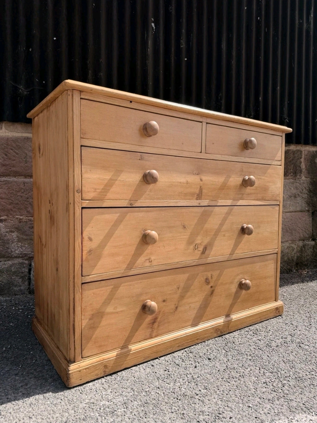 Large Antique Victorian Waxed Pine Chest Of Drawers, Country Farmhouse, Bedroom.
