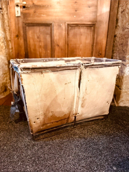 1950s American Industrial Laundry Basket From Steel PA, Log Basket, Vintage