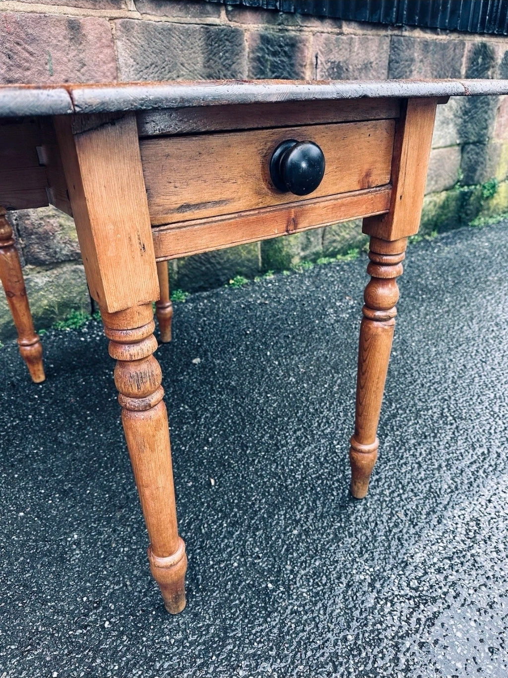 Victorian Pembroke Drop Leaf Pine Farmhouse Table, Country Cottage, Kitchen
