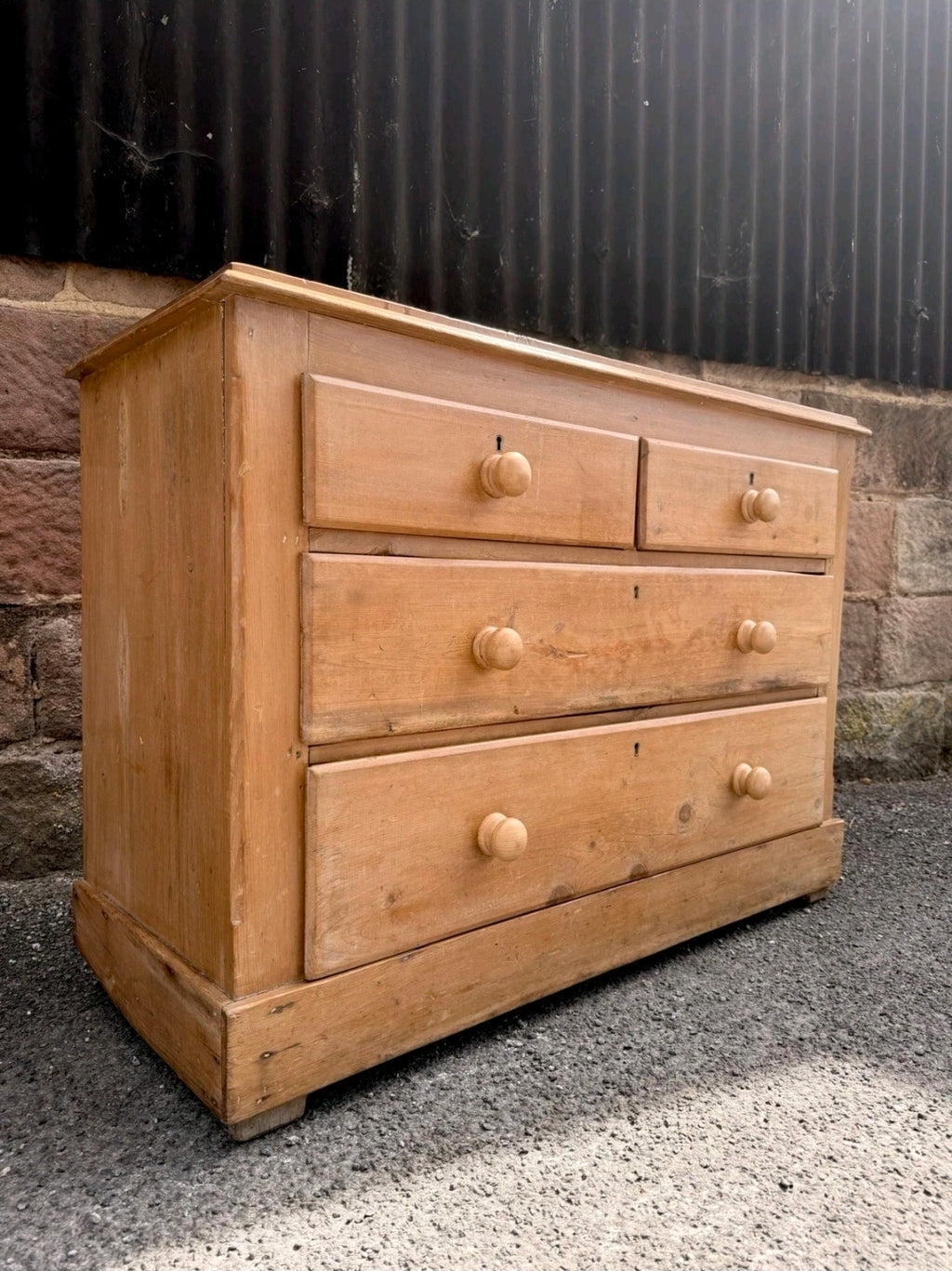 Rustic Antique Victorian Waxed Pine Chest Of Drawers, Country Cottage, Bedroom.