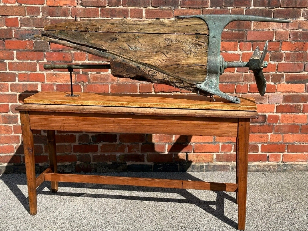 Antique Boat Propeller & Keel on Display Base and Stand. Table Decoration. 1915