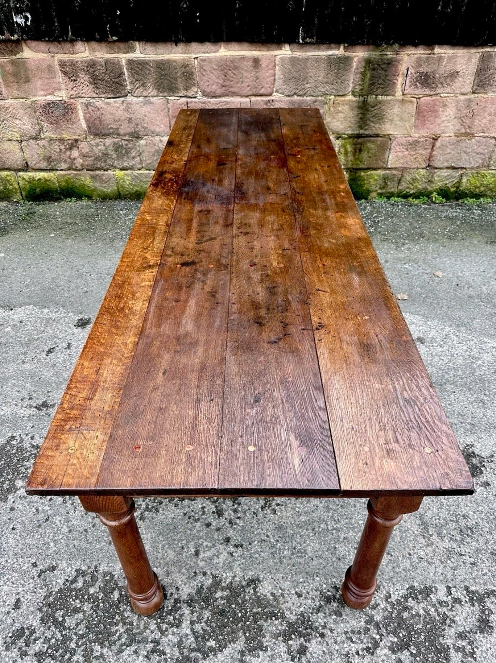 Large Oak Refectory Farmhouse Table. 19th Century, Rustic. 10 Seater. 8ft