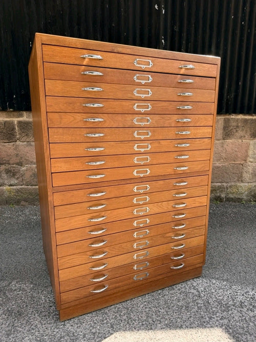 1950s Tall Architects’ Plan Chest. Oak & Birch. Artists, Studio, Storage.
