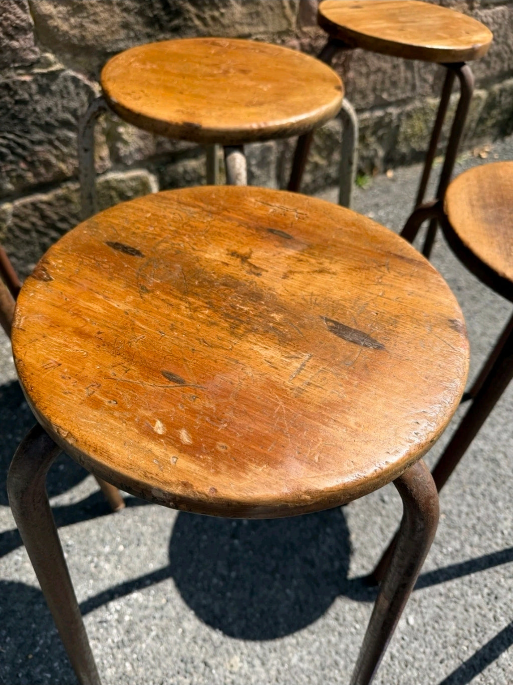 Vintage 1950s Art School/lab Stools. Original, Industrial, Bedside, Lamp Table