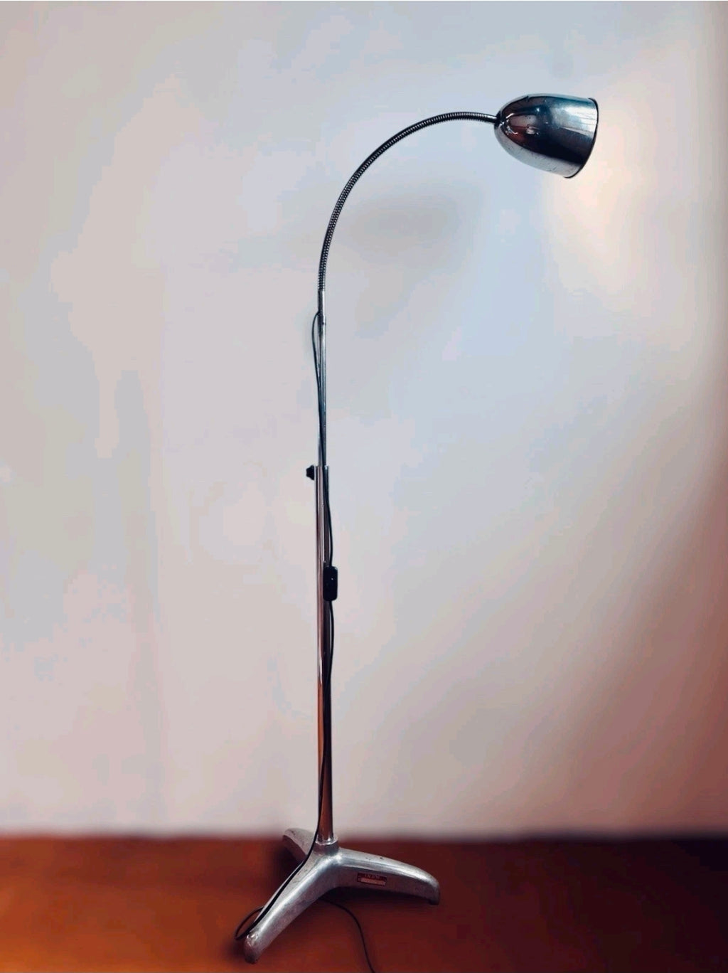 Vintage Medical 1960s Stainless Steel Adjustable Lamp. Italian INAM, Original