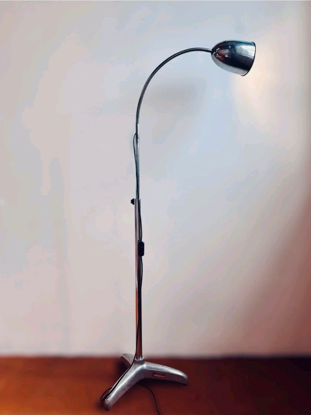 Vintage Medical 1960s Stainless Steel Adjustable Lamp. Italian INAM, Original