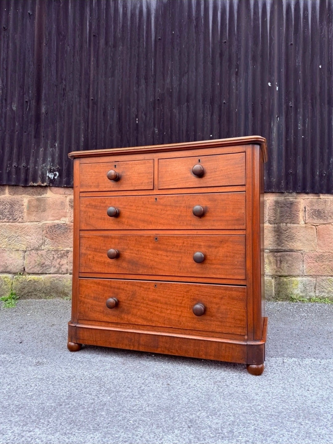 Antique Mahogany Chest Of Drawers, Victorian Original, 5 Drawers, Bedroom