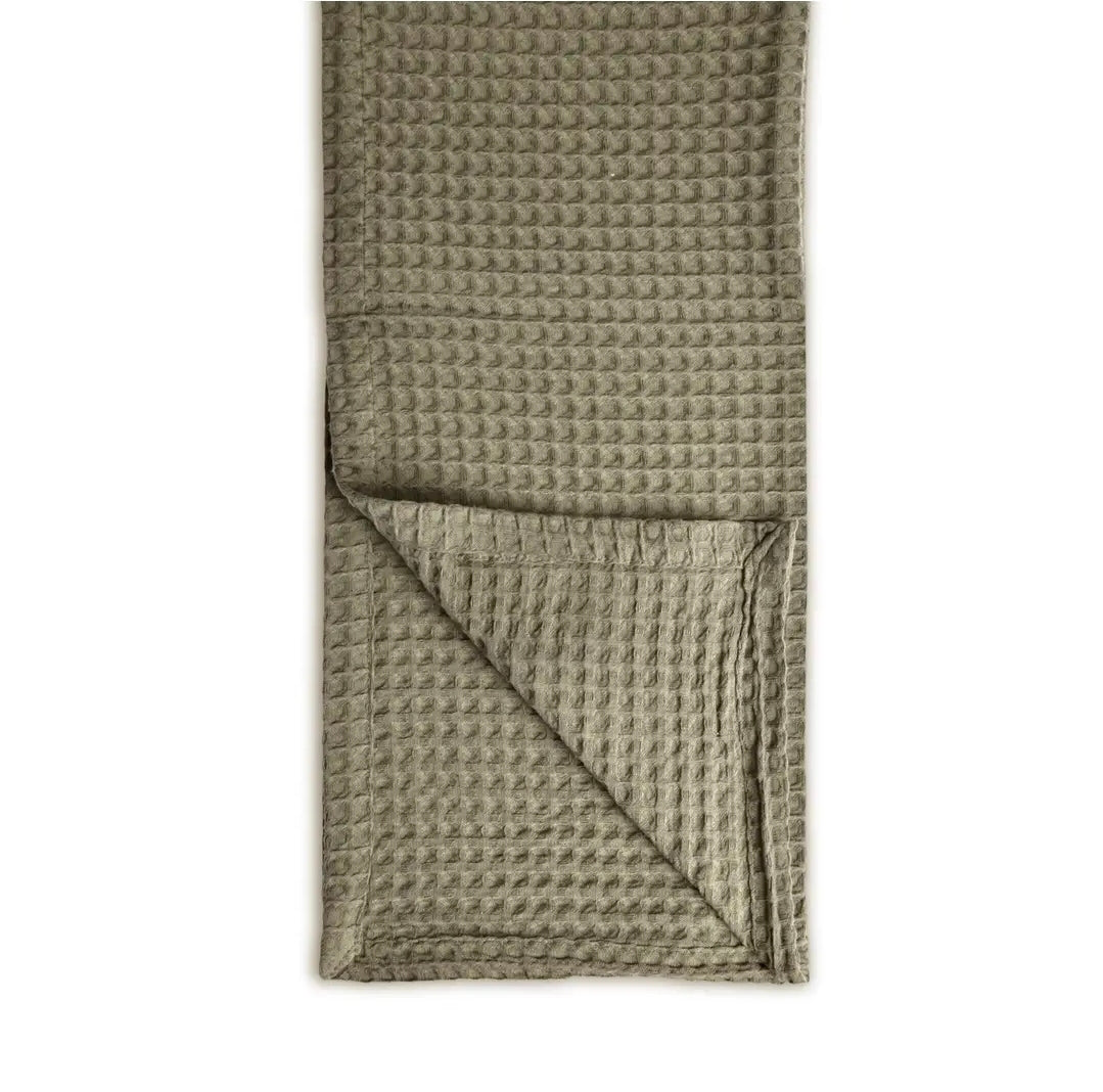 Hotel Waffle Throw Blanket - 100% Cotton Bedspread (Khaki)
