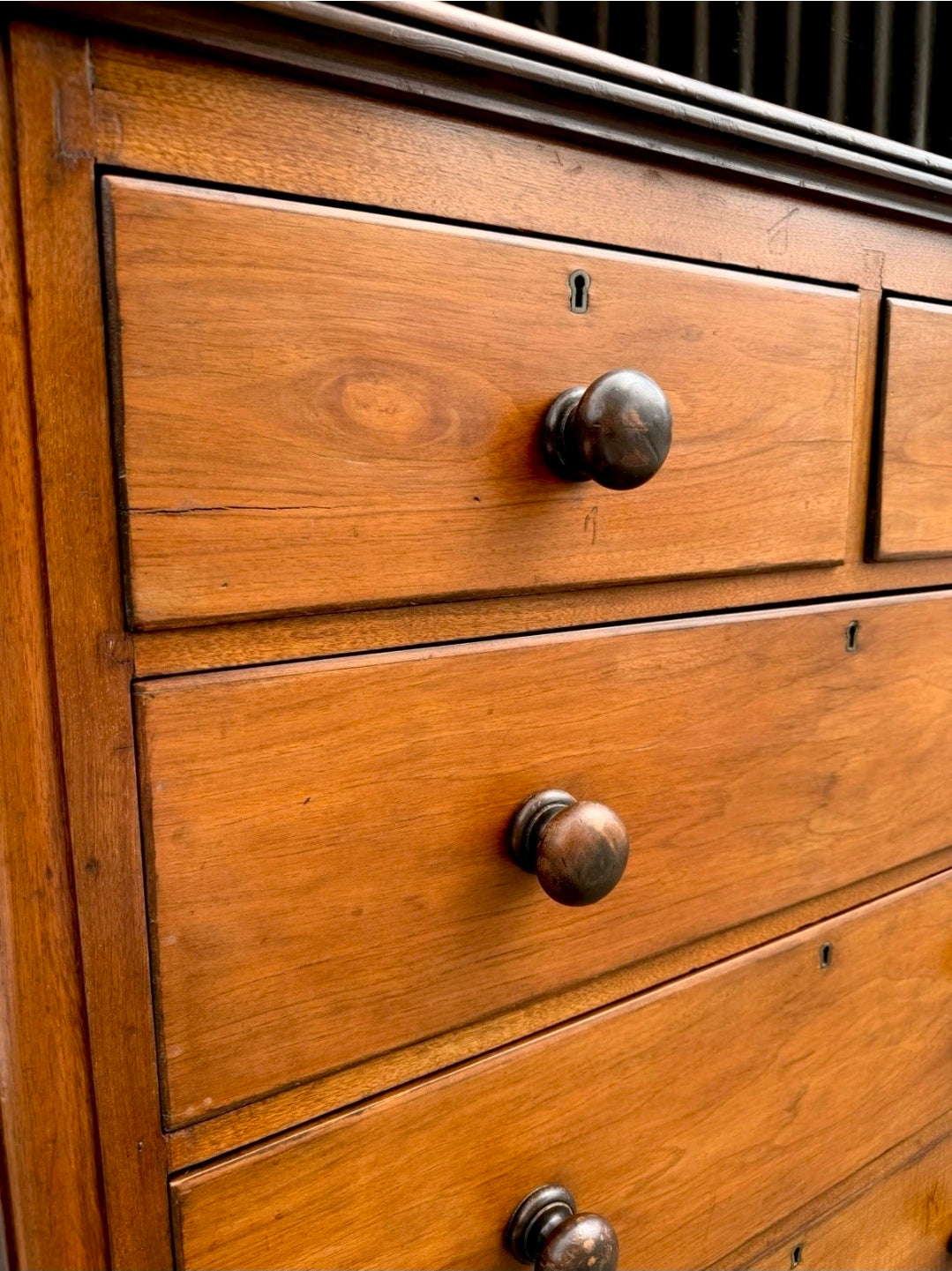 Antique Mahogany Chest Of Drawers, Victorian Original, 5 Drawers, Bedroom