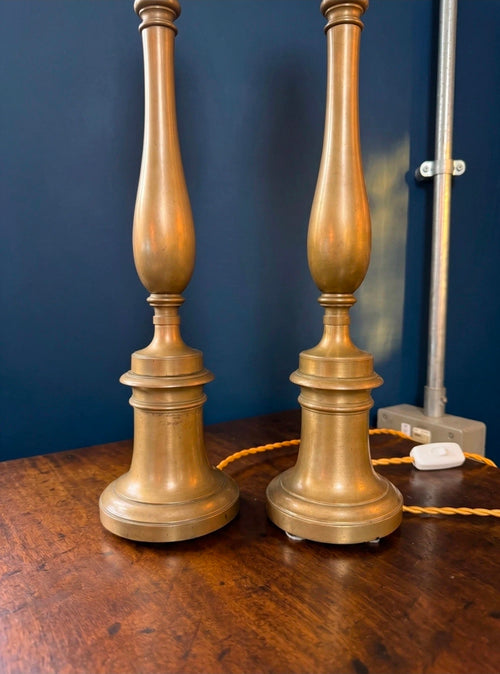 Antique Early 20th Century Brass Table Lamps. Italian, Candlestick.
