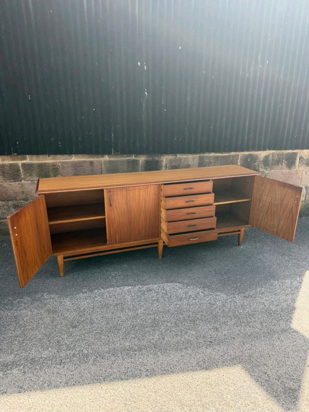 Large Mid Century Italian Rosewood Sideboard MCM, 7.5ft, Living Room, Storage