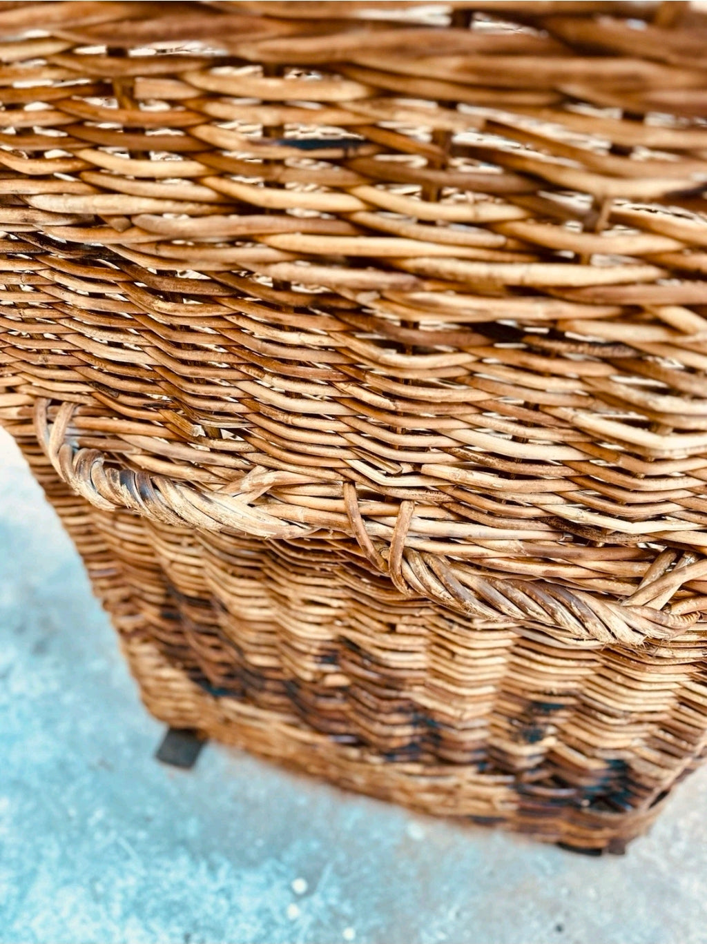 Huge Victorian Textile Mill Basket. Wicker Basket, Laundry,Log Basket, Film Prop