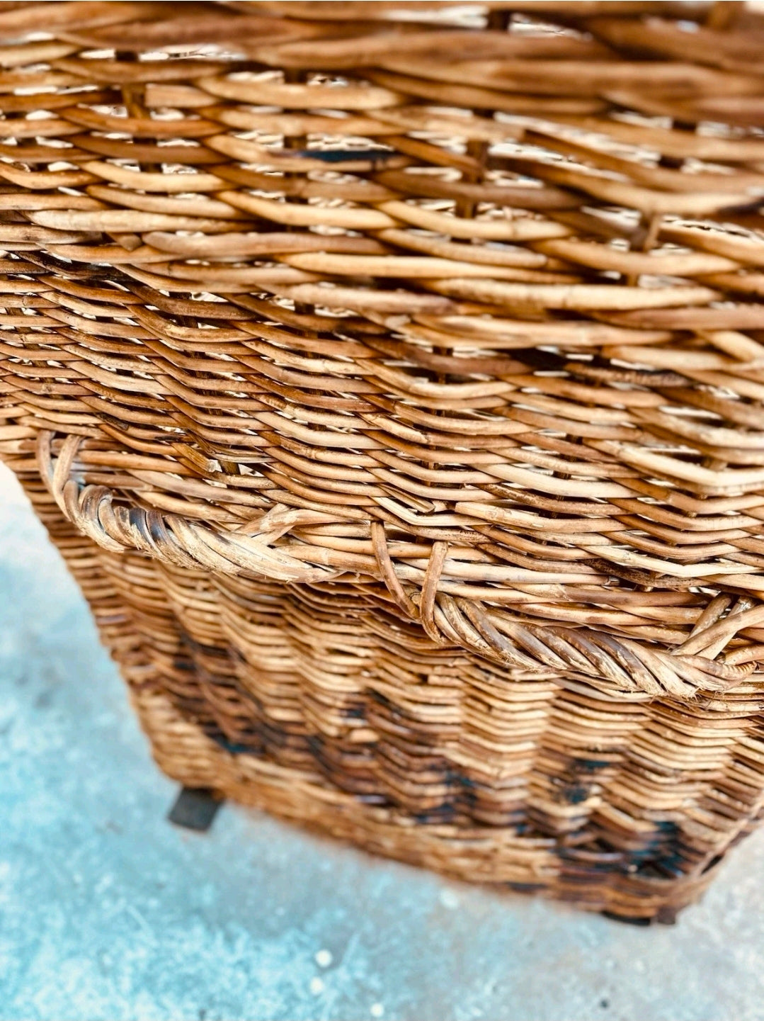 Huge Victorian Textile Mill Basket. Wicker Basket, Laundry,Log Basket, Film Prop