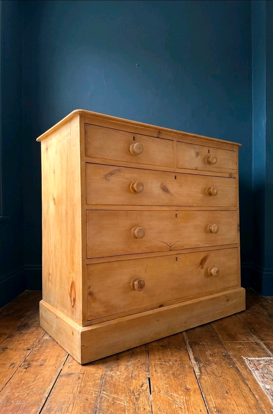 Victorian Stripped Pine Chest Of Drawers 2 Over 3, Country Farmhouse, Antique