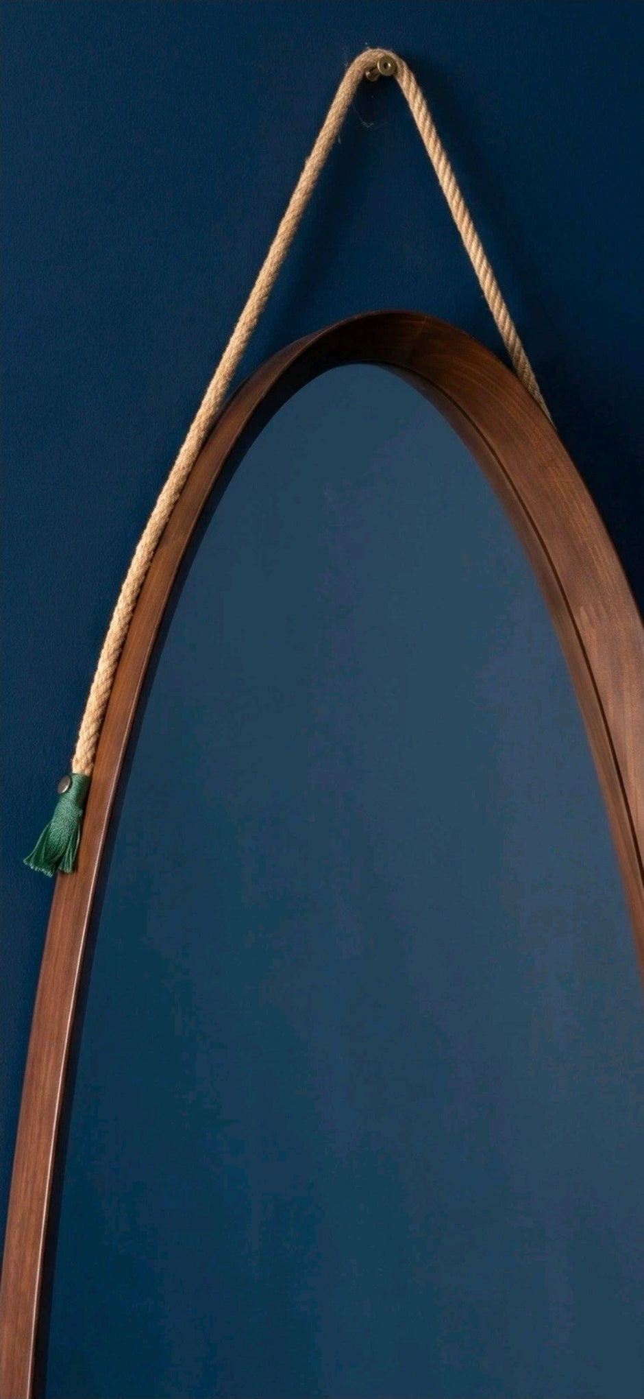 Large Vintage Mid Century Oval Wall Mirror. Mahogany Frame, Italian,MCM,Original