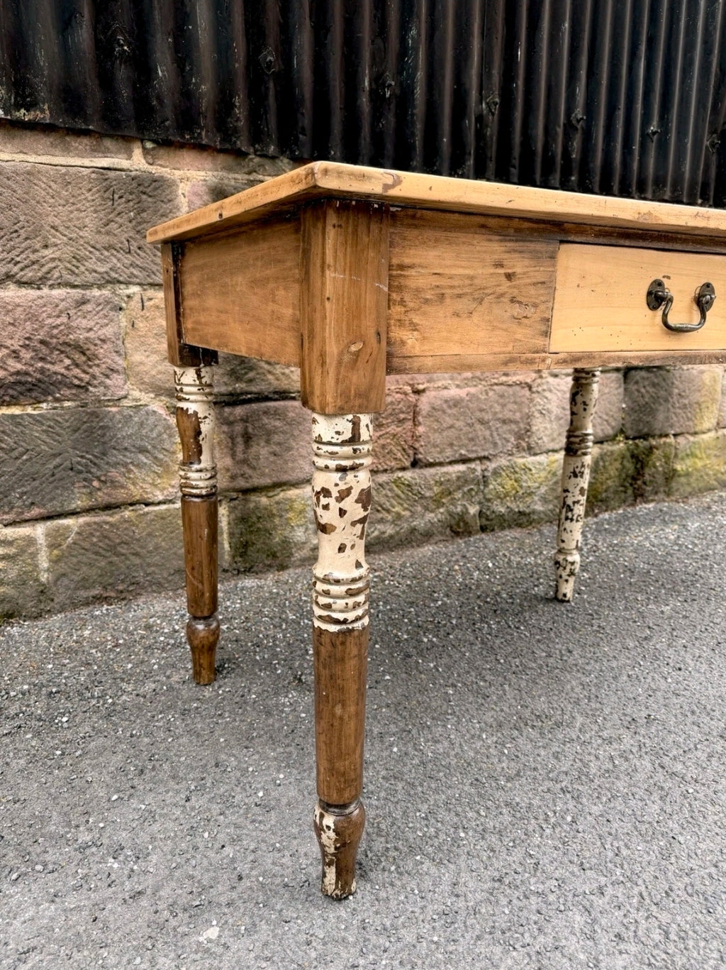1920s Rustic Italian Pine Kitchen Table. Dining, Occasional. Side Table