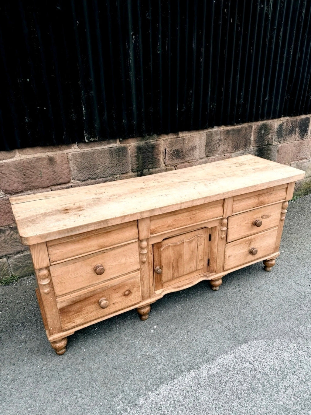 Victorian Lancashire Sideboard c1870, Antique Pine, Sycamore Top, Dresser