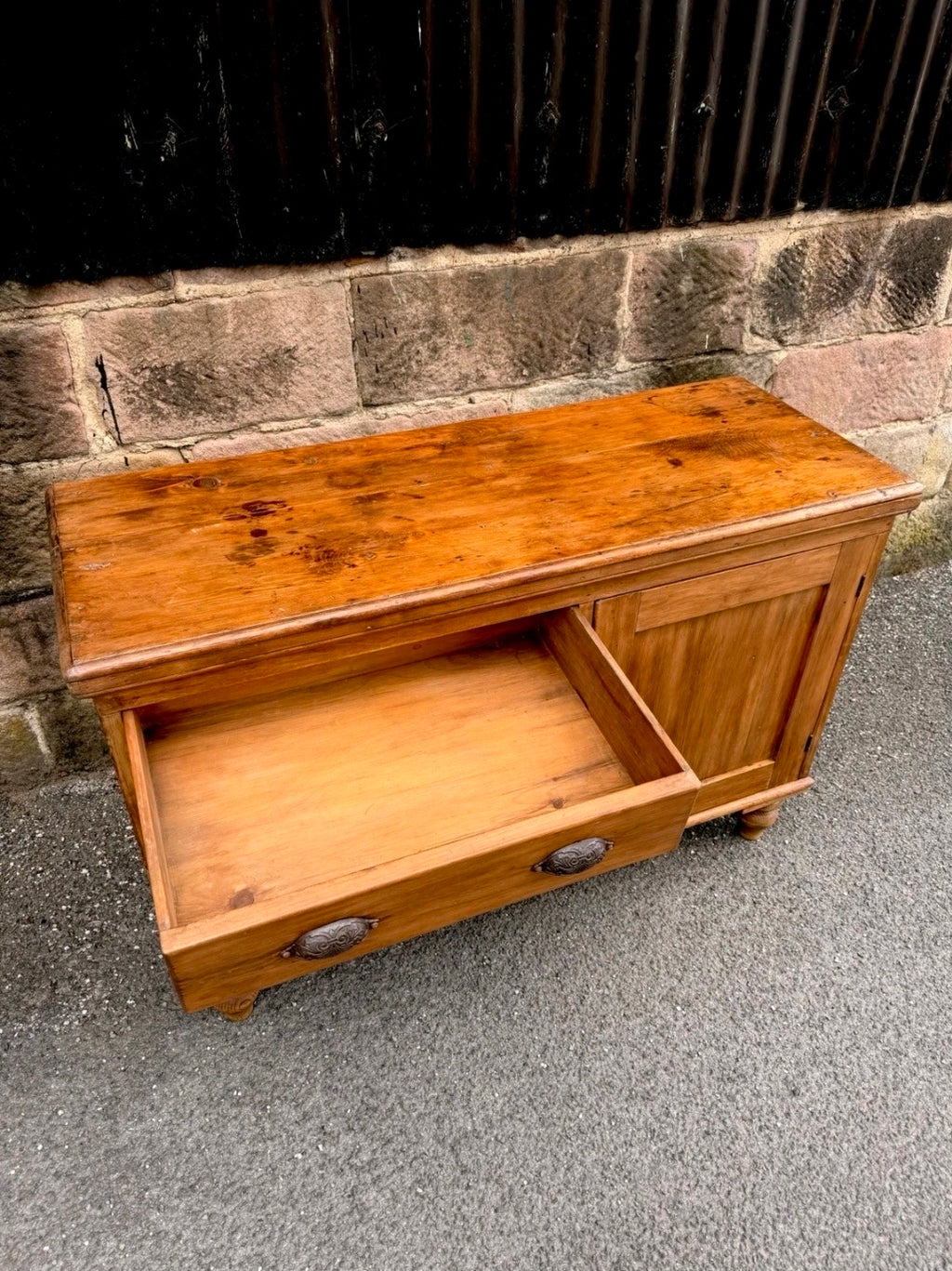 Victorian Antique Pine Dresser Base/Sideboard. Three Drawers, Country, Cottage.