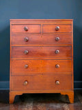 Antique 19th Century Georgian Mahogany Chest Of 6 Drawers. Bedroom, Storage