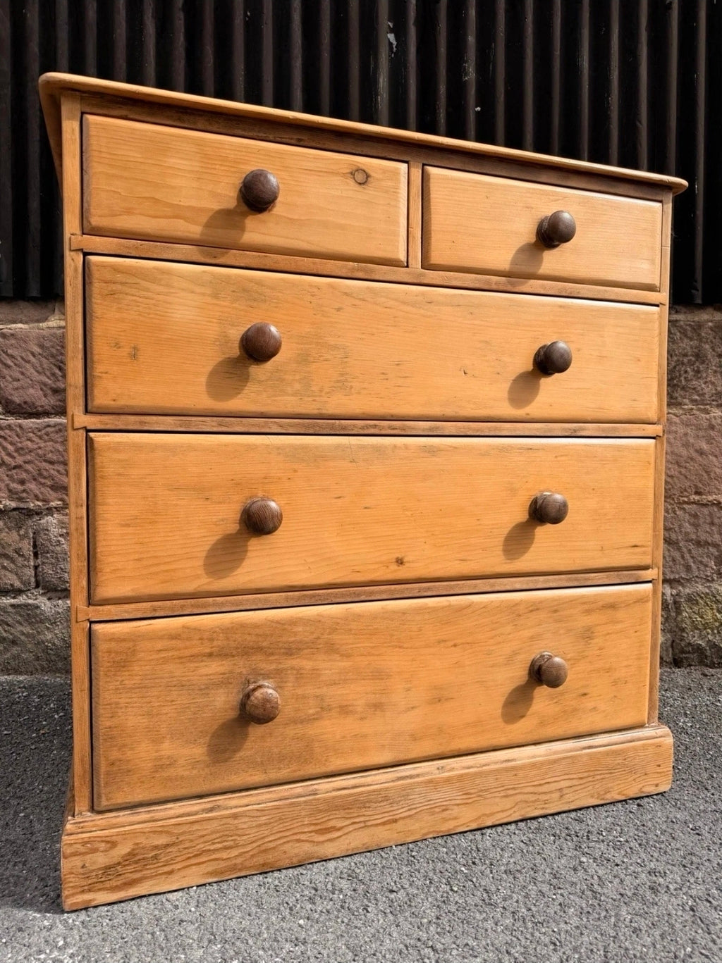 Large Antique Victorian Waxed Pine Chest Of Drawers, Country Farmhouse, Bedroom.