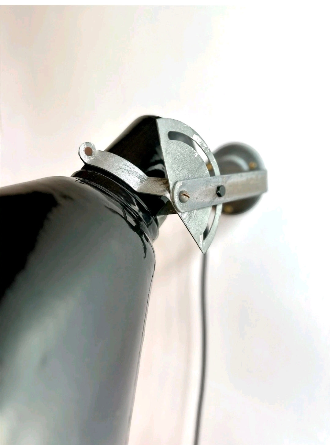 Large Rare Original 1940s Industrial Black Enamel Sign Lights, Picture Light